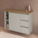 Ver imagem 1 de Balcão Gabinete de Banheiro Suspenso 80 Belagavi 1 Porta 3 Gavetas e Nichos