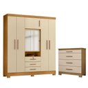 Ver imagem 1 de Cômoda 4 Gavetas New e Guarda Roupa Casal Imperial Carvalho Americano Off White - Incorplac
