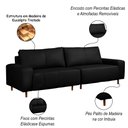 Ver imagem 3 de Sofá Decorativo Sala de Estar Metropole 4 Lugares 240cm Bipartido Couro Preto - Mozzelar