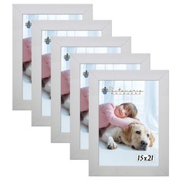Kit 5 Molduras Porta Retrato 15X21 Branco - 1 Kit 5 Molduras Porta Retrato 15X21 Branco - 1