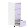 Armário de Arquivo Oficio 4 Gavetas Pandin 47 Cm (larg) Aço Branco C- Frente Gaveta Lilás C- - 2