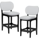 Ver imagem 1 de Kit 02 Banquetas Baixa Bar Cozinha Sala Jantar Fixa Betta L02 Preto Linho Cinza - Lyam Decor Banquet