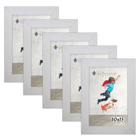 Kit 5 Molduras Porta Retrato 10X15 Branco