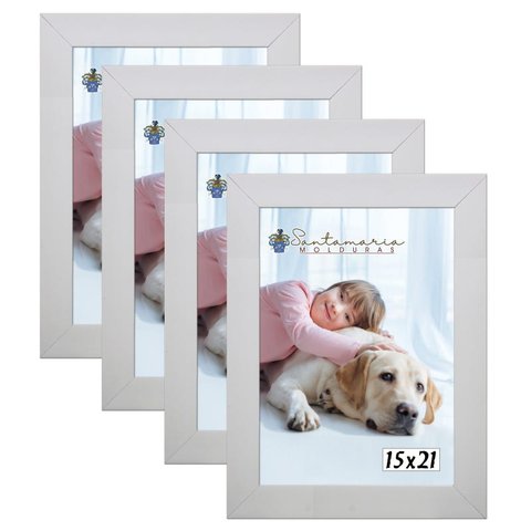 Kit 4 Molduras Porta Retrato 15X21 Branco