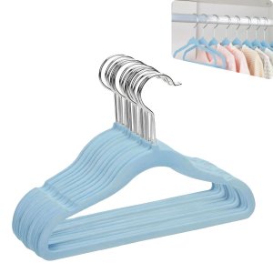 Kit Cabides Infantil Slim de Veludo - Organização Compacta Cor:azul