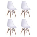 Ver imagem 5 de Conjunto de Mesa de Jantar Eames Eiffel Redonda 90cm Tampo de Madeira Branco com 4 Cadeiras Brancas
