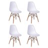 Conjunto de Mesa de Jantar Eames Eiffel Redonda 90cm Tampo de Madeira Branco com 4 Cadeiras Brancas - 4