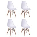 Ver imagem 4 de Conjunto de Mesa de Jantar Eames Eiffel Redonda 90cm Tampo de Madeira Branco com 4 Cadeiras Brancas