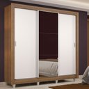 Ver imagem 1 de Guarda-Roupa Casal Madesa Lyon 3 Portas de Correr com Espelho 2 Gavetas com Pés Rustic/Branco Cor:Ru