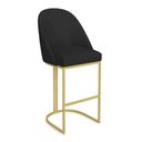 Ver imagem 2 de Kit 06 Banquetas Altas Bela Suede Preto Base Metálica Industrial Dourado - Pallazio