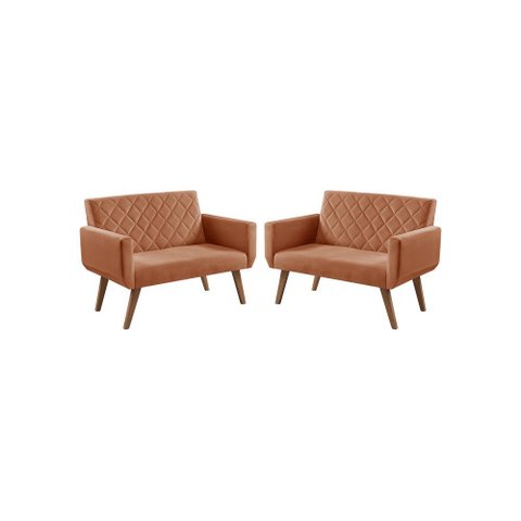 Kit 2 Poltronas 2 Lugares Anabelle Unidecor Terracota