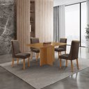 Ver imagem 4 de Mesa de Jantar Olímpia 120cm Tampo MDF Laminado Canto Copo com 4 Cadeiras Carolina