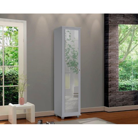 Sapateira / Multiuso Marr 1 Porta com Espelho Prateleiras Internas Cor Cinza Ja