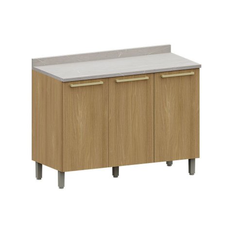 Balcão de Cozinha para Pia 120cm 2 Portas e 3 Gavetas com Tampo Elegance Luciane Móveis