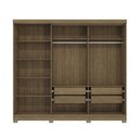 Ver imagem 3 de Guarda Roupa Casal 245cm 5 Portas 4 Gavetas C/espelho e Pés Cb01n564 Kappesberg- Nogueira/macadâmia