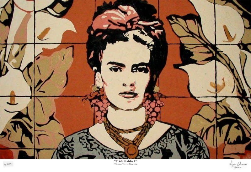 Frida Kahlo Coração em Madeira