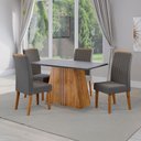Ver imagem 1 de Mesa de Jantar 4 Lugares Lumina Mel/Cinza/Grafite - Viero Móveis