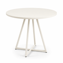 Ver imagem 2 de Mesa de Sala e Jantar Paris Modelo Industrial Moderno Tampo Redondo Branco com Base de Ferro Branco