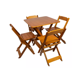 Mesa 70x70 Pinus com 4 Cadeiras Cor Mel - 2