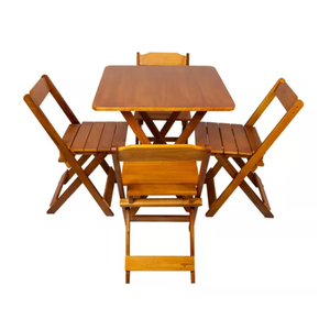 Mesa 70x70 Pinus com 4 Cadeiras Cor Mel