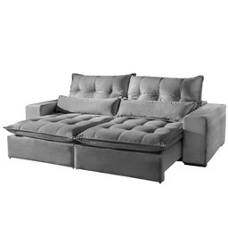 Sofá 4 Lugares Máximo Retrátil e Reclinável 2,50M Suede Cinza Claro - 2