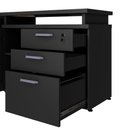 Ver imagem 6 de Mesa em L para Escritório Mesa L Pé Metal Armário 3 Gavetas MDP 150cm Preto F5 Office