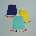 Ver imagem 3 de Lustre Pendente Cacho Quarto Infantil com Pompons Coloridos