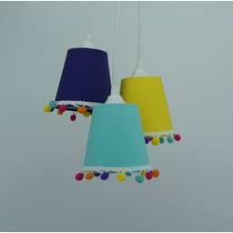 Lustre Pendente Cacho Quarto Infantil com Pompons Coloridos - 4