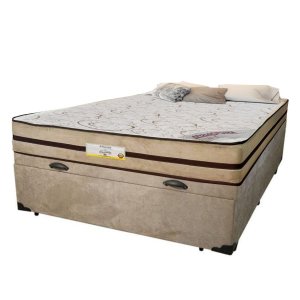 Cama Box com Baú Casal + Colchão de Molas Ensacadas - Atlanta - Apolospuma Premium - 138x188x64cm:be