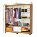 Ver imagem 4 de Guarda-Roupa Solteiro com 6 Portas e 2 Gavetas 153cm Multimóveis CR35562 Madeirado/Branco