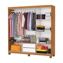 Ver imagem 5 de Guarda-Roupa Solteiro com 6 Portas e 2 Gavetas 153cm Multimóveis CR35562 Madeirado/Branco