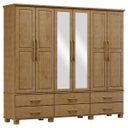Ver imagem 2 de Guarda-roupa Bipartido 6 Portas 6 Gavetas Ouro Freijó Madeira Pinus - Finestra