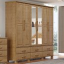 Ver imagem 1 de Guarda-roupa Bipartido 6 Portas 6 Gavetas Ouro Freijó Madeira Pinus - Finestra