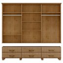 Ver imagem 3 de Guarda-roupa Bipartido 6 Portas 6 Gavetas Ouro Freijó Madeira Pinus - Finestra