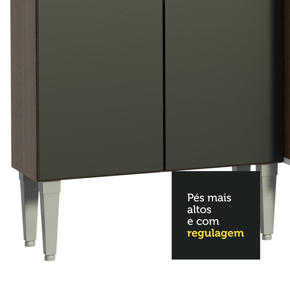 Cozinha Compacta Madesa Emilly Gold com Armário, Balcão e Paneleiro Rustic/Preto Cor:Rustic/Preto - 7