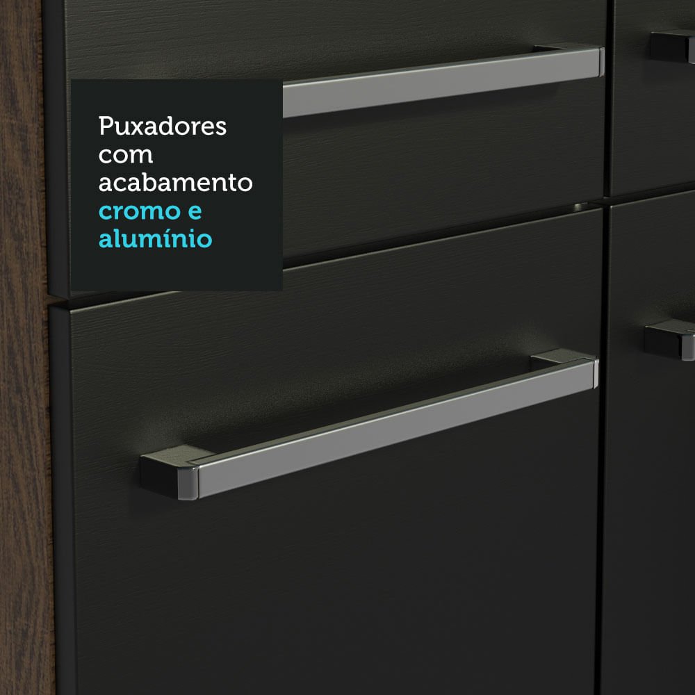 Cozinha Compacta Madesa Emilly Gold com Armário, Balcão e Paneleiro Rustic/Preto Cor:Rustic/Preto - 6
