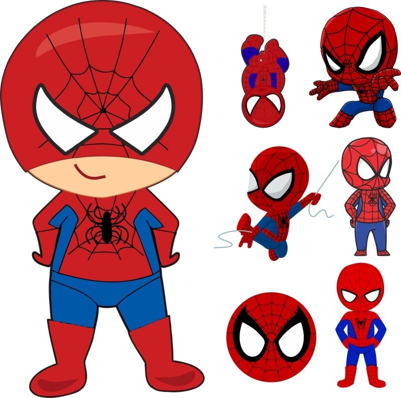 Kit 7 Peças Displays Chão e Mesa Homem Aranha Cute