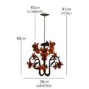Ver imagem 2 de Lustre para Sala de Estar Rustica com Flores de Ferro Artesanais - Laranja
