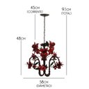 Ver imagem 2 de Lustre para Sala de Estar Rustica com Flores de Ferro Artesanais - Vermelho