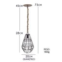 Ver imagem 2 de Pendente Rustico Modelo Industrial Iluminação de Sala e Varanda de Ferro - Verniz