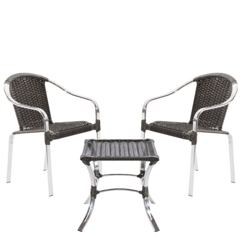 Conjunto Tóquio Alumínio 2 Cadeiras e Mesa de centro para Área Externa, Varanda, Jardim, Piscina - 1