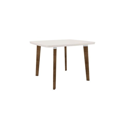 Mesa de Jantar Jade 4 Lugares Off White com Vidro Pés Oblongos – Rv Móveis