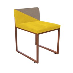 Kit 10 Cadeira Office Lee Duo Sala de Jantar Industrial Ferro Bronze Suede Amarelo e Bege - Amey Dec - 3