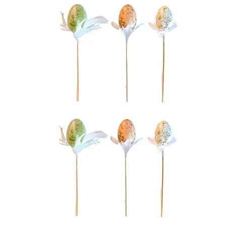 Kit 6 Ovos Pascoa Decorativo no Palito Coloridos
