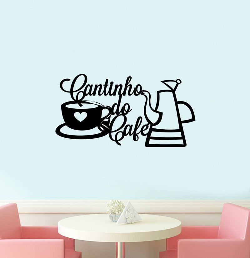 Adesivo Decorativo de Parede Frase Cantinho do Café | MadeiraMadeira