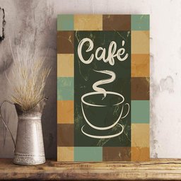 Placa Café Tamanho A4 Poster Xicara Desenho Colorido - 1