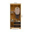 Ver imagem 3 de Guarda-Roupa Solteiro com 3 Portas e 2 Gavetas 75,7cm Multimóveis CR35678 Madeirado/Preto