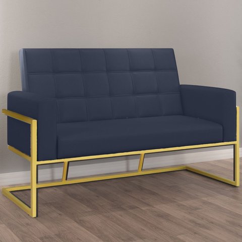 Namoradeira Base de Ferro Dourada Courino Resistente Luxo - Moblan Decor:Azul
