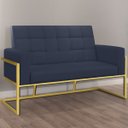Ver imagem 1 de Namoradeira Base de Ferro Dourada Courino Resistente Luxo - Moblan Decor:Azul