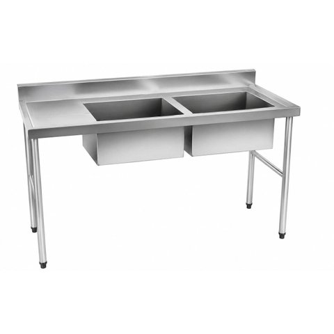 Pia em Aço Inox Haut com 2 Cubas Profundidade 35cm 50x70x85cm
